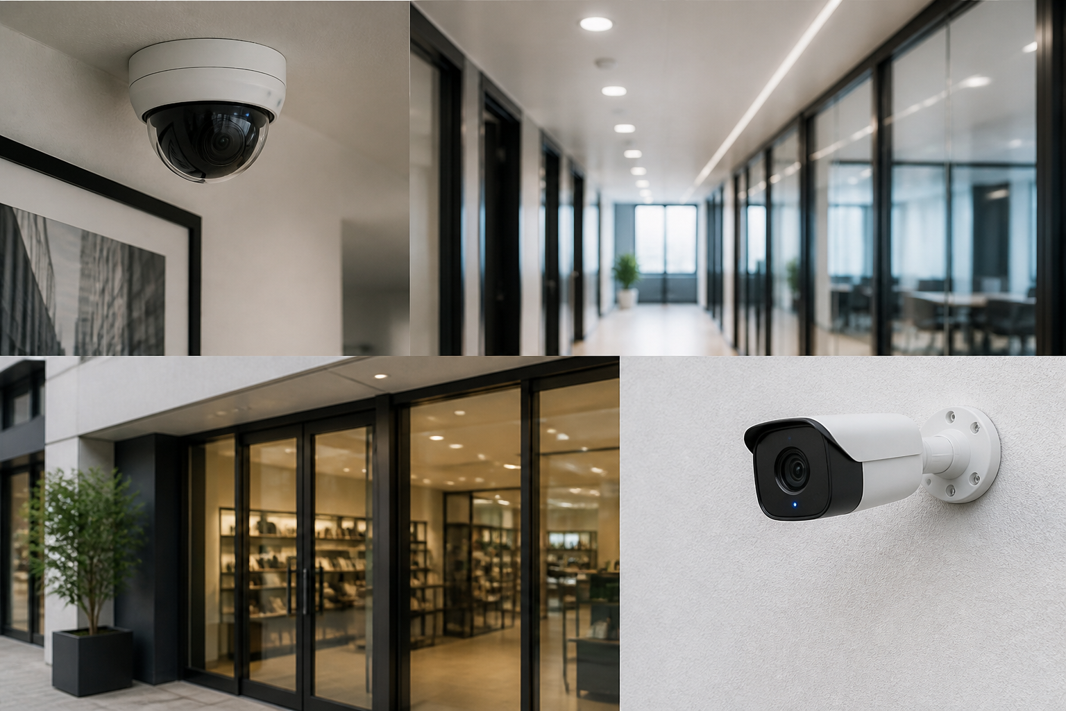 Caméras de surveillance installées dans un environnement professionnel