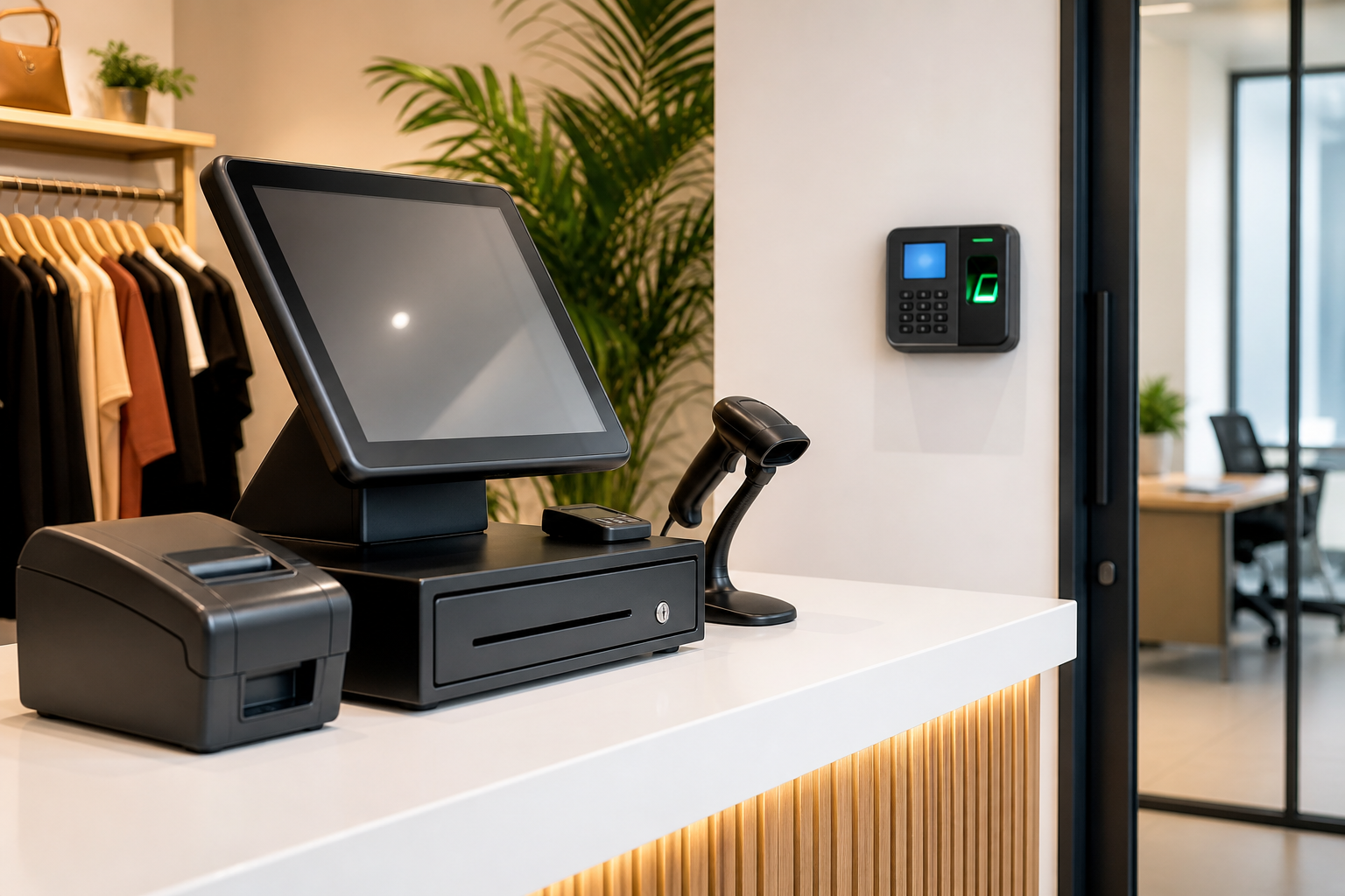Caisse automatique et terminal de pointage pour commerce